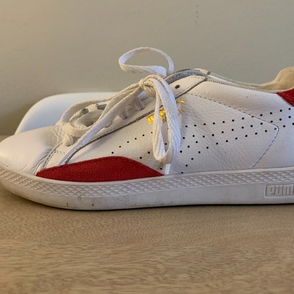 Puma Sneakers, White and Red, Size 7